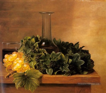 Johan Laurentz Jensen œuvres - Une Nature morte aux raisins et aux vins sur une table Johan Laurentz Jensen fleur